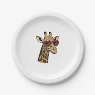 Vintage gravierte Giraffe Herz Sonnenbrille Design Pappteller