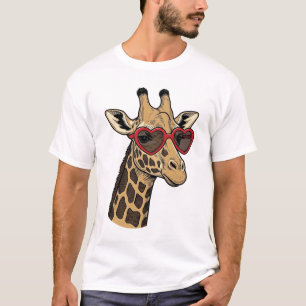 Vintage gravierte Giraffe Herz Sonnenbrille Design T-Shirt