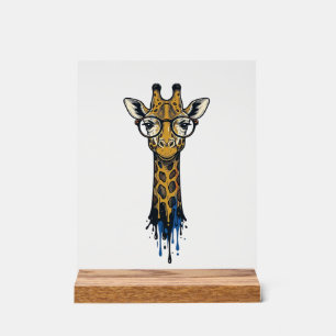 Vintage gravierte Giraffe mit Brille Design_1 Acrylschild