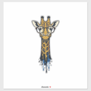 Vintage gravierte Giraffe mit Brille Design_1 Aufkleber