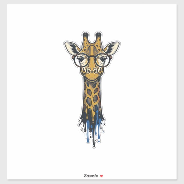 Vintage gravierte Giraffe mit Brille Design_1 Aufkleber (Blatt)