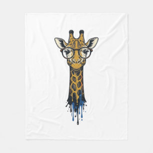 Vintage gravierte Giraffe mit Brille Design_1 Fleecedecke