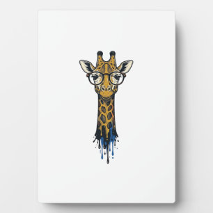 Vintage gravierte Giraffe mit Brille Design_1 Fotoplatte