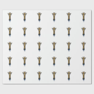 Vintage gravierte Giraffe mit Brille Design_1 Geschenkpapier