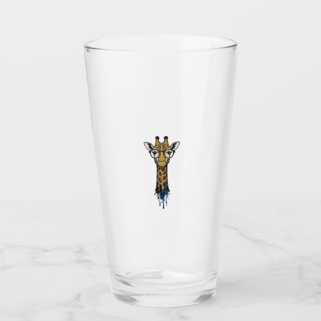 Vintage gravierte Giraffe mit Brille Design_1 Glas (Vorderseite)