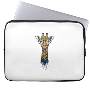 Vintage gravierte Giraffe mit Brille Design_1 Laptopschutzhülle