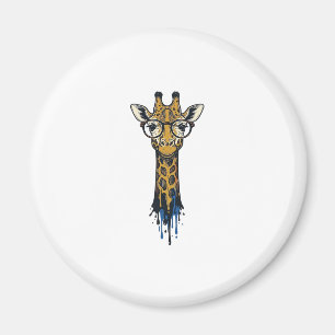 Vintage gravierte Giraffe mit Brille Design_1 Magnet