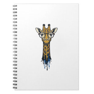 Vintage gravierte Giraffe mit Brille Design_1 Notizblock
