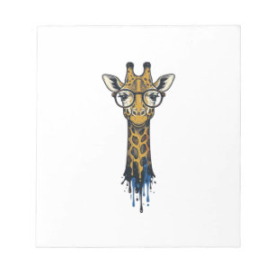 Vintage gravierte Giraffe mit Brille Design_1 Notizblock