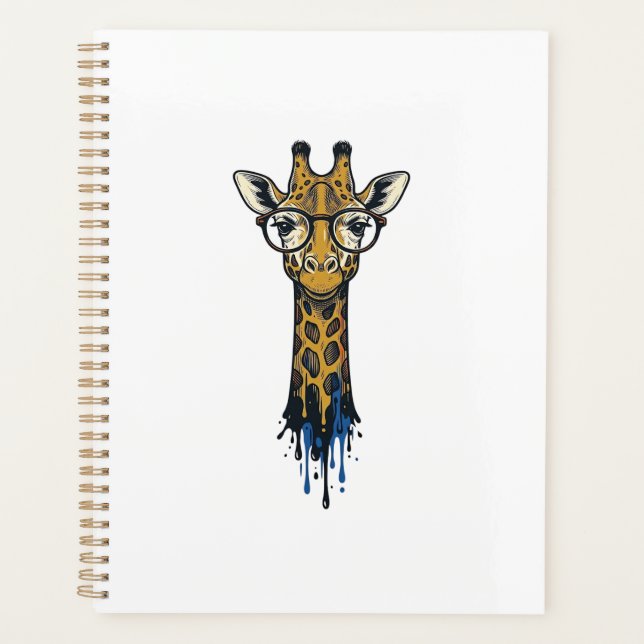 Vintage gravierte Giraffe mit Brille Design_1 Planer (Vorderseite)
