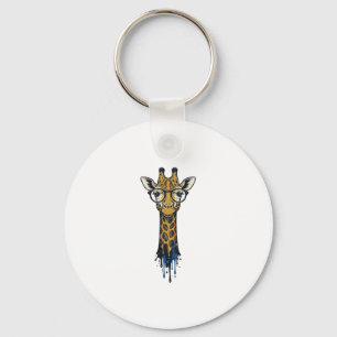 Vintage gravierte Giraffe mit Brille Design_1 Schlüsselanhänger