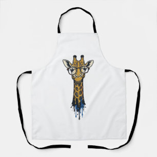 Vintage gravierte Giraffe mit Brille Design_1 Schürze
