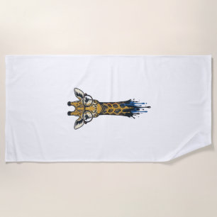 Vintage gravierte Giraffe mit Brille Design_1 Strandtuch