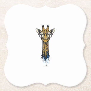 Vintage gravierte Giraffe mit Brille Design_1 Untersetzer