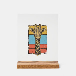 Vintage gravierte Giraffe Retro-Streifen-Shirt-Des Acrylschild