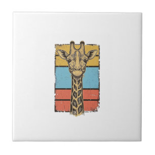 Vintage gravierte Giraffe Retro-Streifen-Shirt-Des Fliese