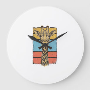 Vintage gravierte Giraffe Retro-Streifen-Shirt-Des Große Wanduhr