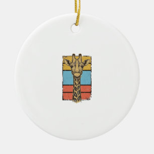 Vintage gravierte Giraffe Retro-Streifen-Shirt-Des Keramik Ornament
