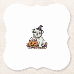 Vintage gravierte Halloween-Bulldoggen-Kürbisdesig Untersetzer
