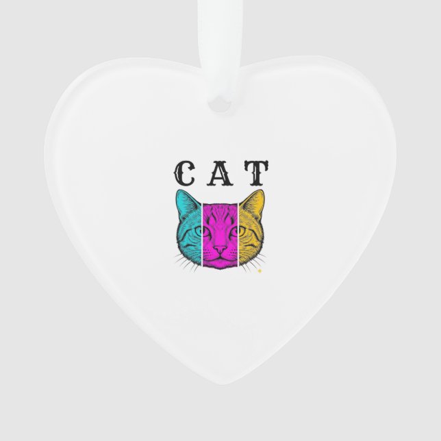 Vintage gravierte Katze Farbblock Grafikdesign_1 Ornament (Vorderseite)