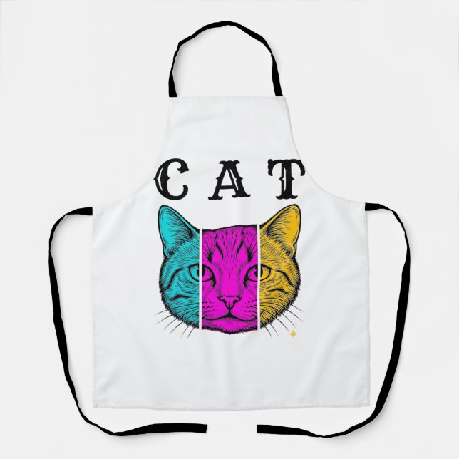 Vintage gravierte Katze Farbblock Grafikdesign_1 Schürze (Vorderseite)