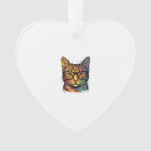Vintage gravierte Katze mit Brille Vektordesign_1 Ornament