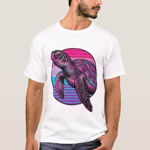 Vintage gravierte Meeresschildkröte Retro-Sonnenun T-Shirt