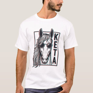 Vintage gravierte Pferd-Sonnenbrille Grafikdesign T-Shirt