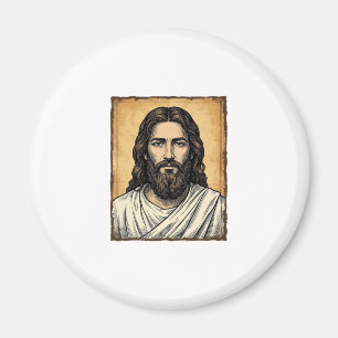 Vintage gravierte religiöse Porträt-Shirt-Design_1 Magnet