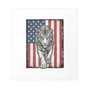 Vintage gravierte Tiger-Amerikanische-Flagge Patri Notizblock