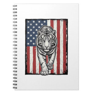 Vintage gravierte Tiger-Amerikanische-Flagge Patri Notizblock
