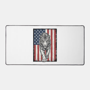 Vintage gravierte Tiger-Amerikanische-Flagge Patri Schreibtischunterlage