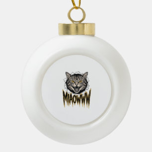 Vintage gravierte wütende Katze MIAOWWW Vektordesi Keramik Kugel-Ornament