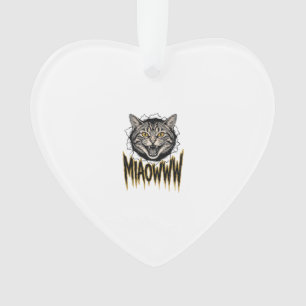 Vintage gravierte wütende Katze MIAOWWW Vektordesi Ornament