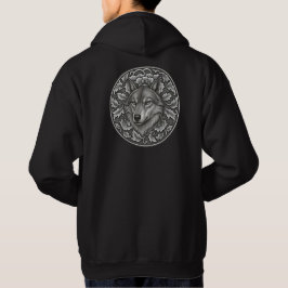 Vintage gravierter florale Wolfskopf-Design Hoodie