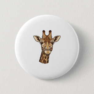 Vintage gravierter Giraffenkopf-Vektordesign_1 Button