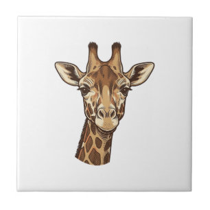 Vintage gravierter Giraffenkopf-Vektordesign_1 Fliese