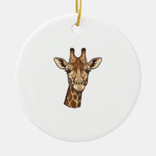Vintage gravierter Giraffenkopf-Vektordesign_1 Keramik Ornament