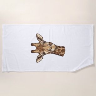 Vintage gravierter Giraffenkopf-Vektordesign_1 Strandtuch