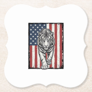 Vintage gravierter Tiger Amerikanische Flagge Patr Untersetzer