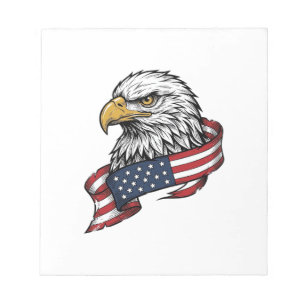 Vintage graviertes Adler-patriotisches Shirt-Desig Notizblock