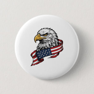 Vintage graviertes Adler-Patriotismus-Shirt-Design Button