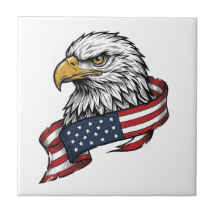 Vintage graviertes Adler-Patriotismus-Shirt-Design Fliese