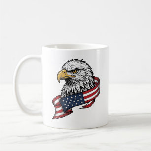 Vintage graviertes Adler-Patriotismus-Shirt-Design Kaffeetasse