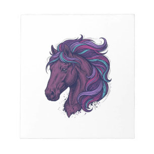 Vintage graviertes bunte Pferdekopf-Kunst-Shirt_1 Notizblock