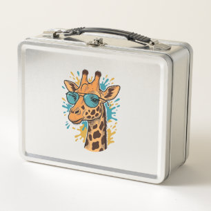Vintage graviertes cooles Giraffen-Sonnenbrillen-S Metall Brotdose