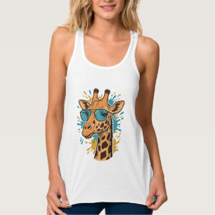 Vintage graviertes cooles Giraffen-Sonnenbrillen-S Tank Top