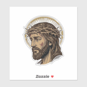 Vintage graviertes Crown of Thorns Portrait-Shirt_ Aufkleber