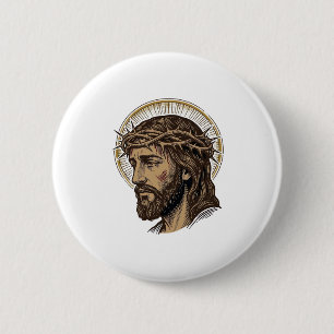 Vintage graviertes Crown of Thorns Portrait-Shirt_ Button