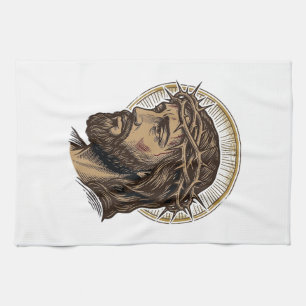 Vintage graviertes Crown of Thorns Portrait-Shirt_ Geschirrtuch